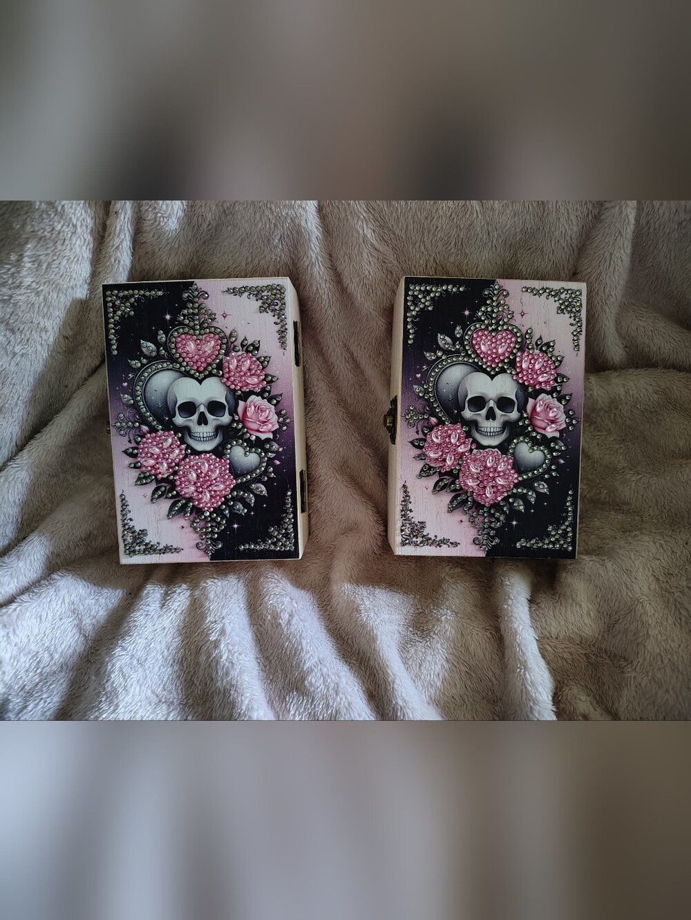 💀🍬🎁 NEW Handmade SKULL CANDY Diamond Art Jewelry / Trinket Box 💀🍬🎁